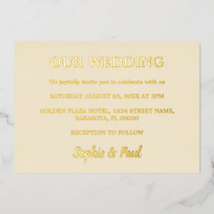 Klassische Creme Wedding Gold Foil Einladung