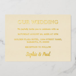 Klassische Creme Wedding Gold Foil Einladung
