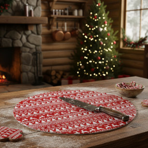 Klassische Cristmas Rentierschneeflocken Rot und W Schneidebrett