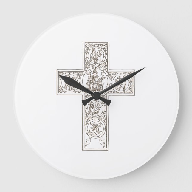 Klassische Cross Art Große Wanduhr (Vorderseite)