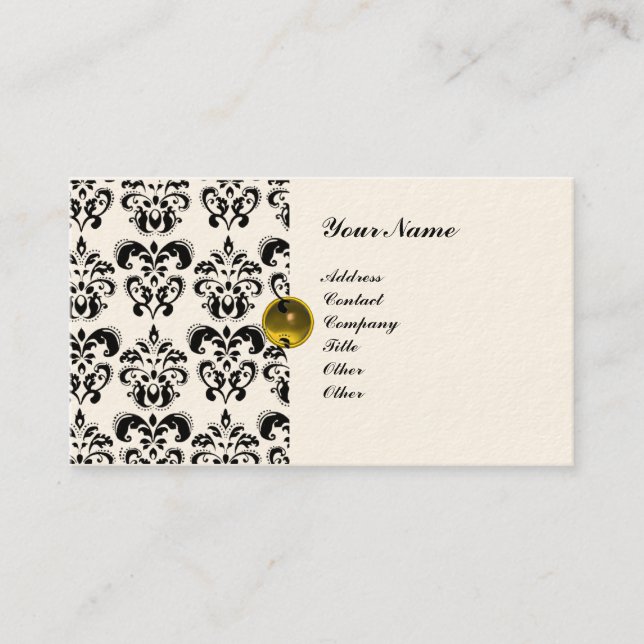 KLASSISCHE DAMASK-MONOGRAM-Metallcreme Visitenkarte (Vorderseite)