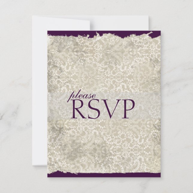 Klassische Damask RSVP-Karten, Lila RSVP Karte (Vorderseite)