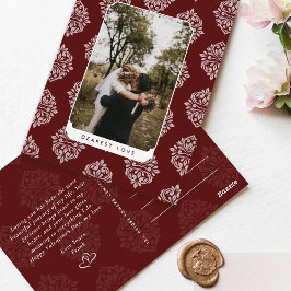 Klassische Damast-Elegant-Skript Valentinstag-Kart Postkarte