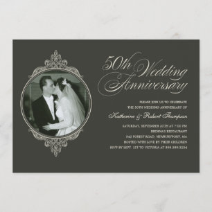 Klassische Dark Einladungen zum 50. Hochzeitstag