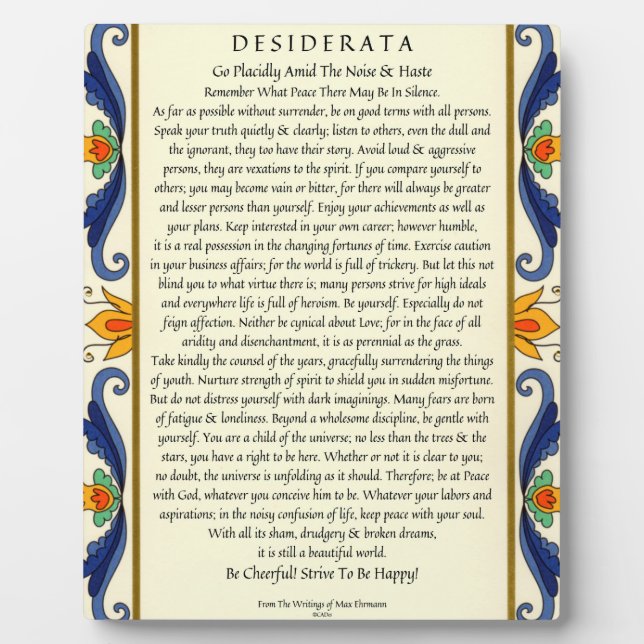 Klassische Desiderata mit Geblüht Fotoplatte (Vorderseite)