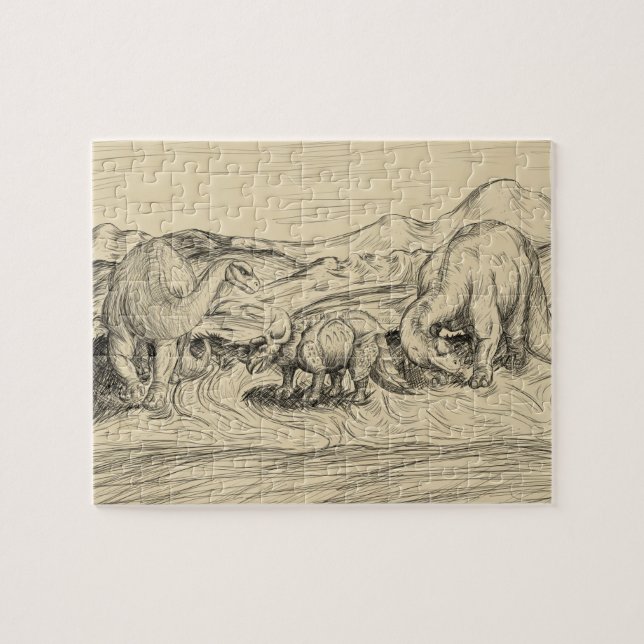 Klassische Dinosaurier Puzzle (Horizontal)