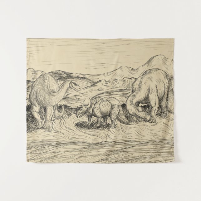 Klassische Dinosaurier Wandteppich (Vorderseite (Horizontal))