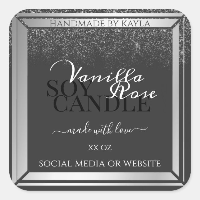 Klassische dunkelgraue und silberne Produktverpack Quadratischer Aufkleber (Vorderseite)