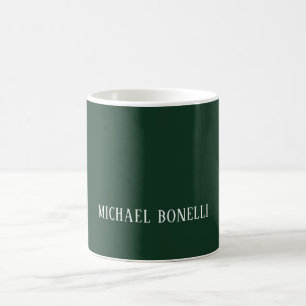 Klassische dunkelgrüne elegante Serifenschrift min Kaffeetasse