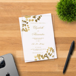 Klassische dunkelgrüne goldene Eukalyptus-Hochzeit Acryleinladungen