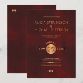 Klassische dunkelrote burgundische Kupferhochzeit Einladung