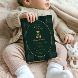 Klassische dunkle karierte Lauren inspirierte Baby Einladung