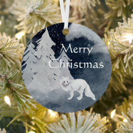 Klassische dunkle Winterszene mit Fuchs Weihnachte Ornament Aus Metall