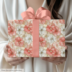 Klassische dusty pink und goldene 80. Geburtstagsv Geschenkpapier