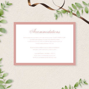 Klassische Dusty Rose Schrift Hochzeitsunterkünfte Begleitkarte