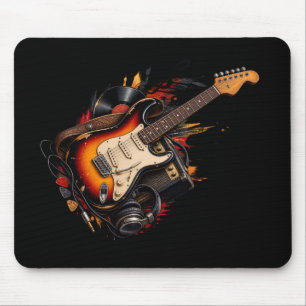 Klassische E-Gitarre & Vinyl-Schallplatte-Mauspad Mousepad