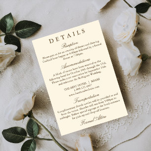 Klassische einfache braune Elfenbein-Hochzeitsdeta RSVP Karte