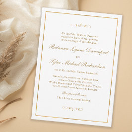 Klassische einfache Elegance Gold Text Hochzeit Einladung
