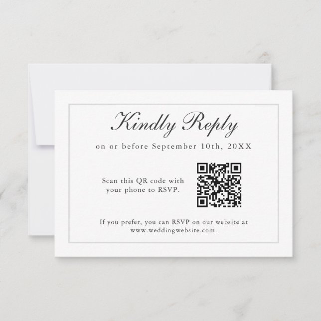 Klassische einfache Elegance Hochzeit RSVP mit QR- (Vorderseite)