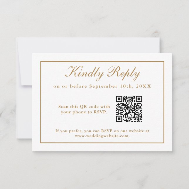 Klassische einfache Elegance Hochzeit RSVP mit QR- (Vorderseite)