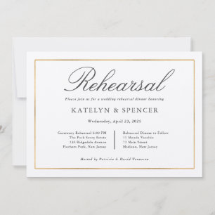 Klassische einfache elegante Hochzeitsprobe Dinner Einladung