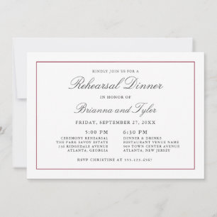 Klassische einfache elegante Hochzeitsprobe Dinner Einladung