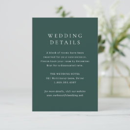 Klassische einfache Hochzeit in Smaragdgrün Begleitkarte