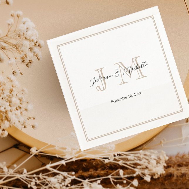 Klassische einfache moderne Initials Monogram Mini Serviette (Von Creator hochgeladen)