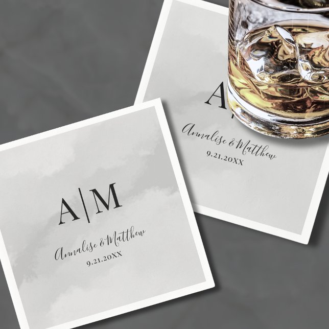 Klassische einfache Monogramm-Hochzeit Serviette (Traditional Classic Simple Monogram Wedding Napkins)