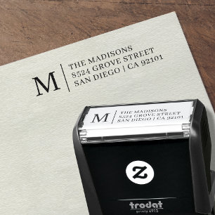 Klassische einfache Monogramm-Rücksendeadresse Permastempel