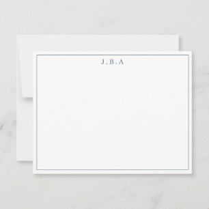 Klassische einfache Navy Blue 3 Monogram Border Li Mitteilungskarte