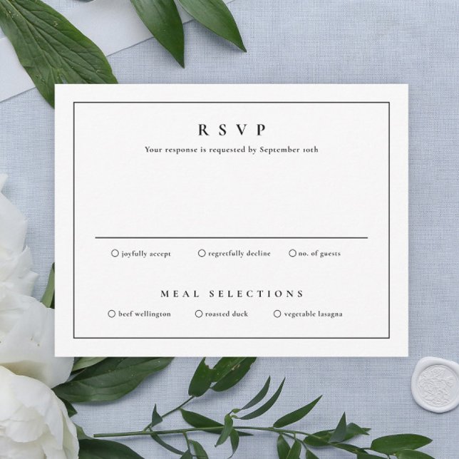 Klassische, einfache Sauberkeit Elegante Hochzeit Einladung (Simple Typographic Wedding RSVP Card.)