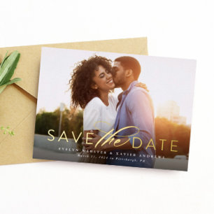 Klassische einfache Save-the-Date-Karte mit einem  Folieneinladung