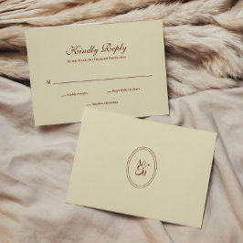 Klassische einfache Schrift Elfenbein Creme Hochze RSVP Karte
