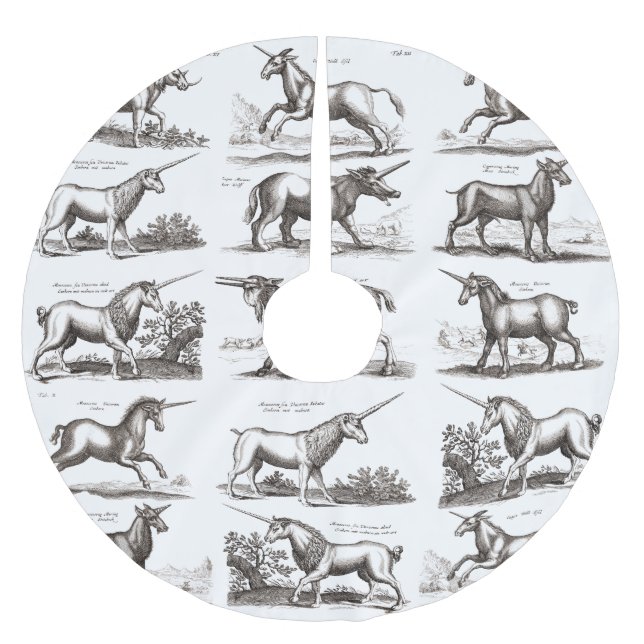 Klassische Einhorn Antike Mythische Magische Kreat Polyester Weihnachtsbaumdecke (Vorderseite)