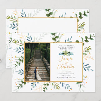 Klassische Einladung zur Hochzeit Eukalyptus
