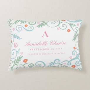 Klassische Elegance Baby Birth Information Pillow Zierkissen