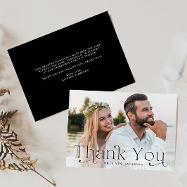 Klassische Elegance Black Foto Wedding Dankeskarte
