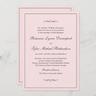 Klassische Elegance Blush Pink Wedding Einladung