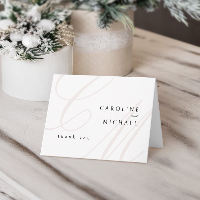 Klassische Elegance-Kalligrafie-Monografie Dankeskarte (Classic Elegance calligraphy monogram wedding Thank You Card)