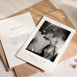 Klassische Elegance Schwarz-Weiß-Hochzeit Dankeskarte