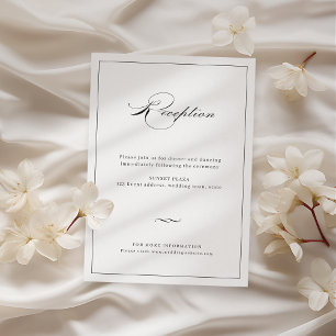 Klassische Elegance Script Black Wedding Reception Begleitkarte