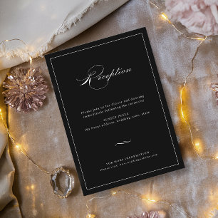 Klassische Elegance Script Black Wedding Reception Begleitkarte