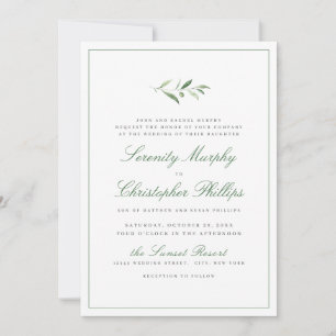 Klassische Elegance Script Einfache Hochzeit im Gr Einladung