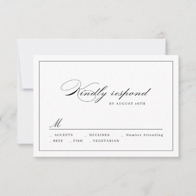 Klassische Elegance Script Einfache Hochzeit RSVP (Vorderseite)