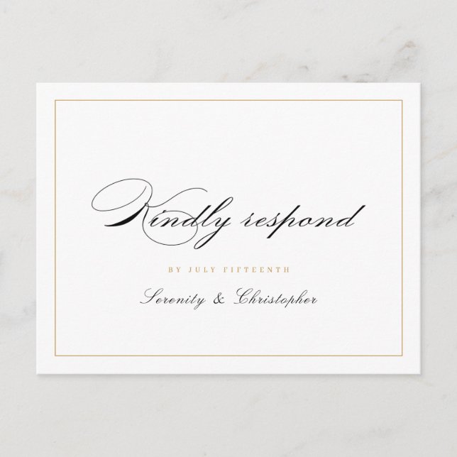 Klassische Elegance Script Einfache Hochzeit RSVP  Einladungspostkarte (Vorderseite)