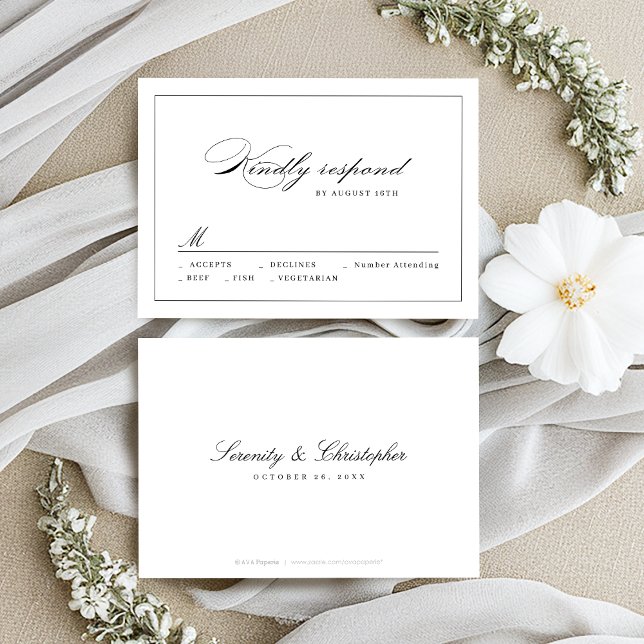 Klassische Elegance Script Einfache Hochzeit RSVP Karte (Classic Elegance Script Simple wedding RSVP)