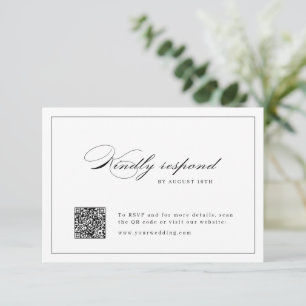 Klassische Elegance Script Einfache QR Code Hochze RSVP Karte