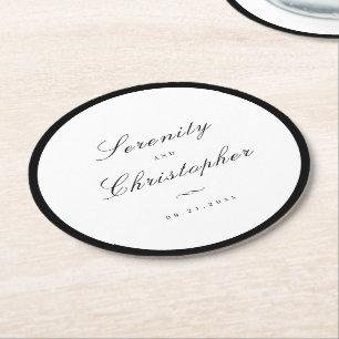Klassische Elegance Script Minimalistisch Wedding Runder Pappuntersetzer