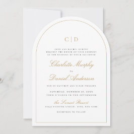 Klassische Elegance Script Mongram Arch Wedding Einladung
